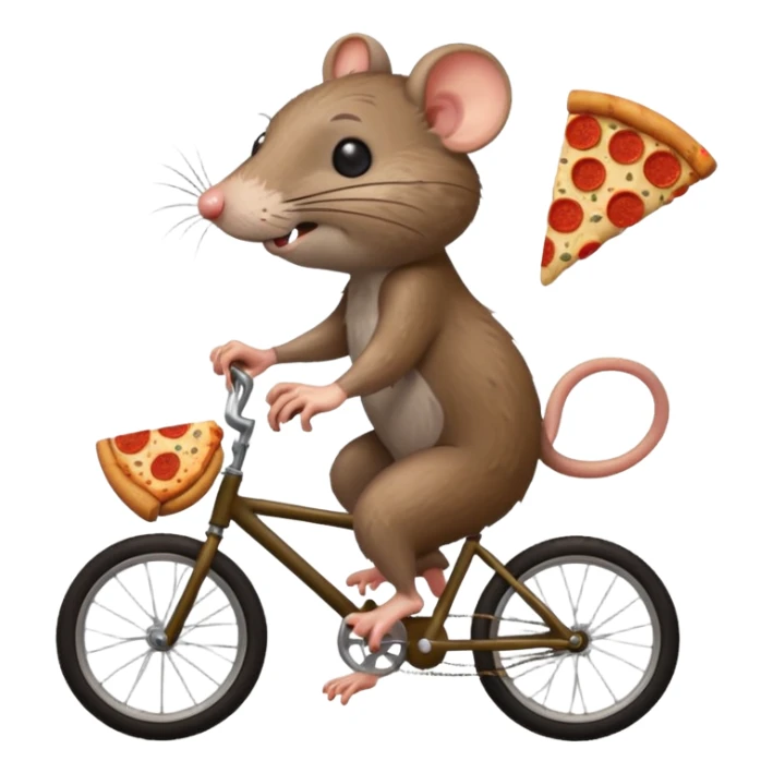 rat stealing pizza on a bike sticker