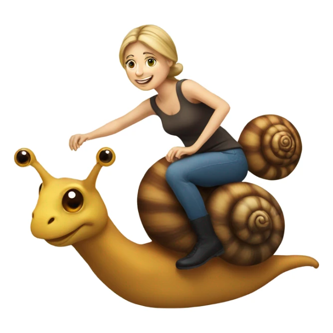 Caucasian Woman riding a snail sticker