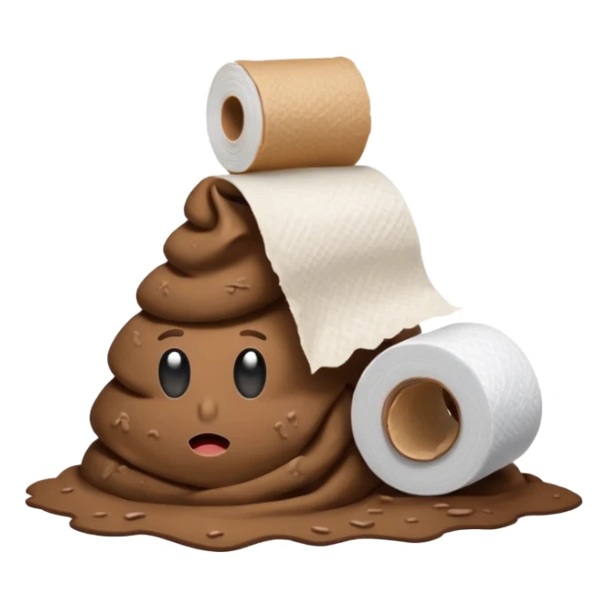 Poop with toilet paper in hand sticker