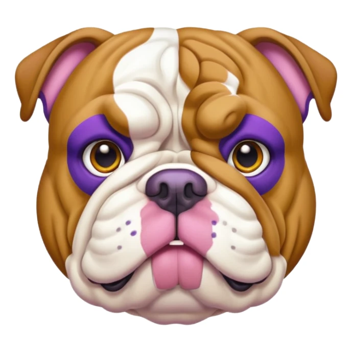 Purple English bulldog with gold trim sticker