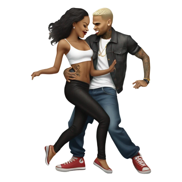 Hyper Realistic Chris Brown   dancing with his tattooed female dancer sticker