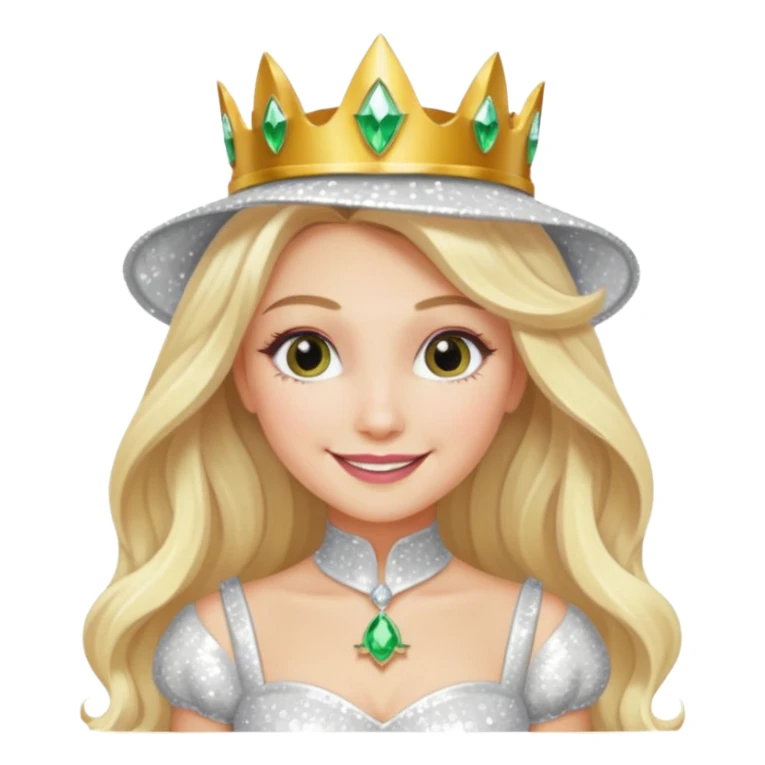 The Good Witch from Oz with long blonde hair, white sequin outfit sticker