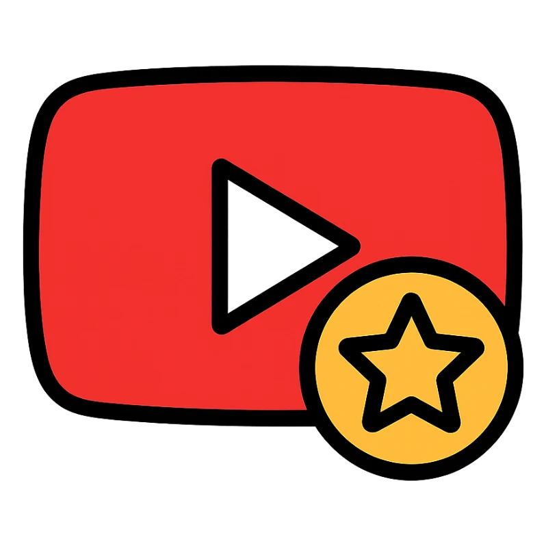 modern YouTube subscriber Discord role icon, red and white colors, YouTube logo with a badge or star, simple and easily understandable, iconic design sticker