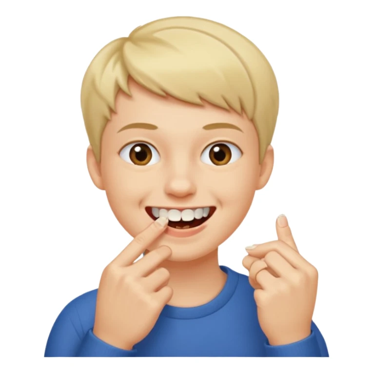 Emoji gêne et content qui mort un seule ongle Et on voit ses dents plus flatter  sticker