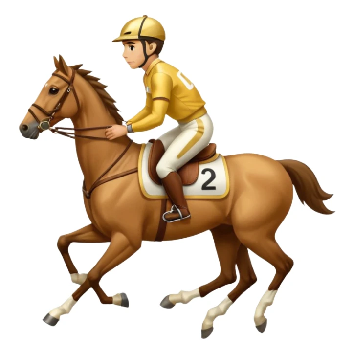 a jockey riding a running horse gold jersey and saddle sticker