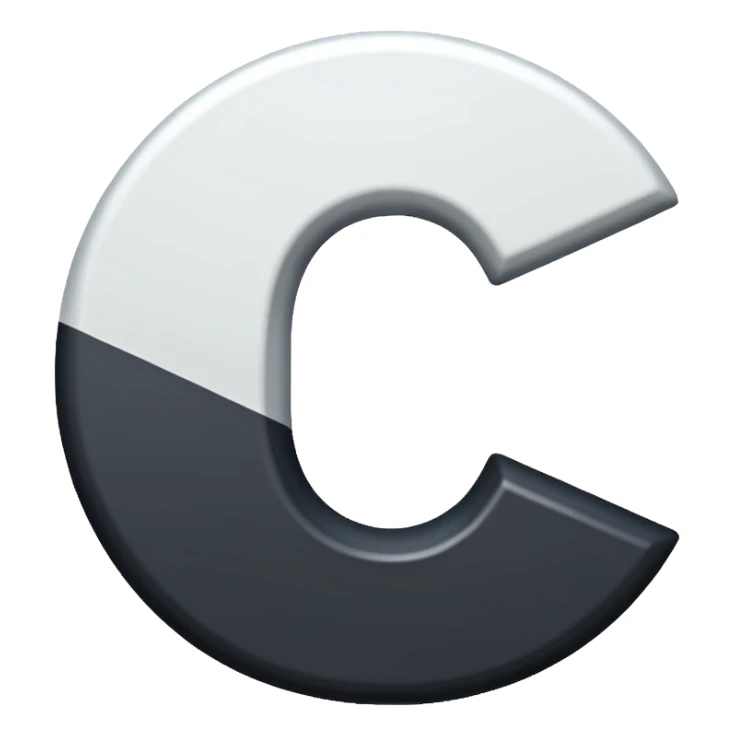 A white letter C with black background and white line crossing the C  sticker