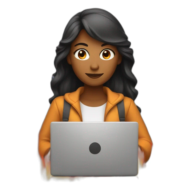 developer woman with a laptop and a fire behind her sticker