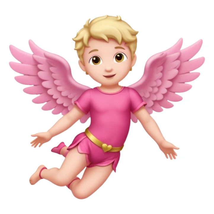 Full body Cupid in pink with no bow in hair flying sticker