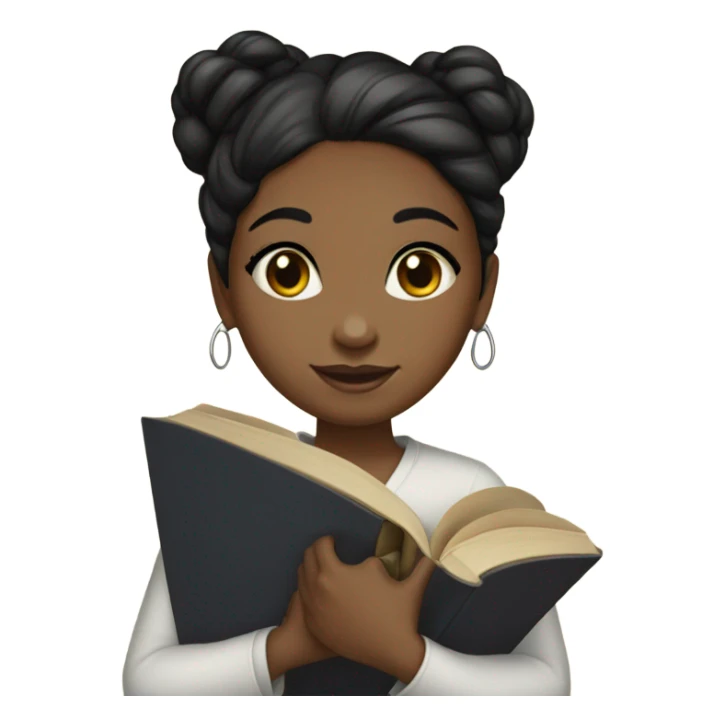 african american girl black hair in bun hold book with cross on it sticker