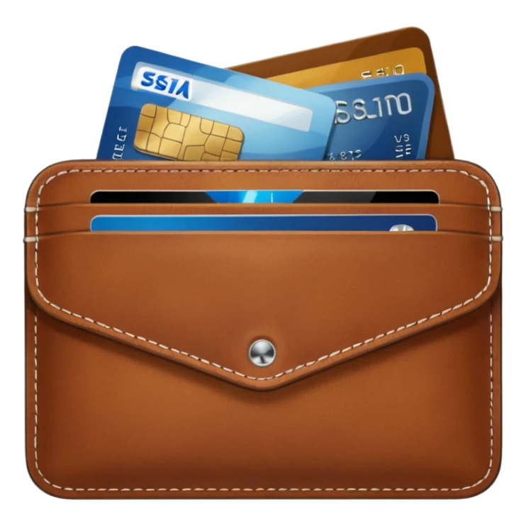 portefeuille marron avec billet et carte bancaire sticker