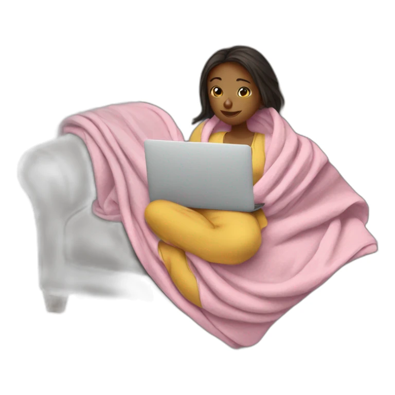 a girl chilling on a sofa wrapped up in a blanket sticker
