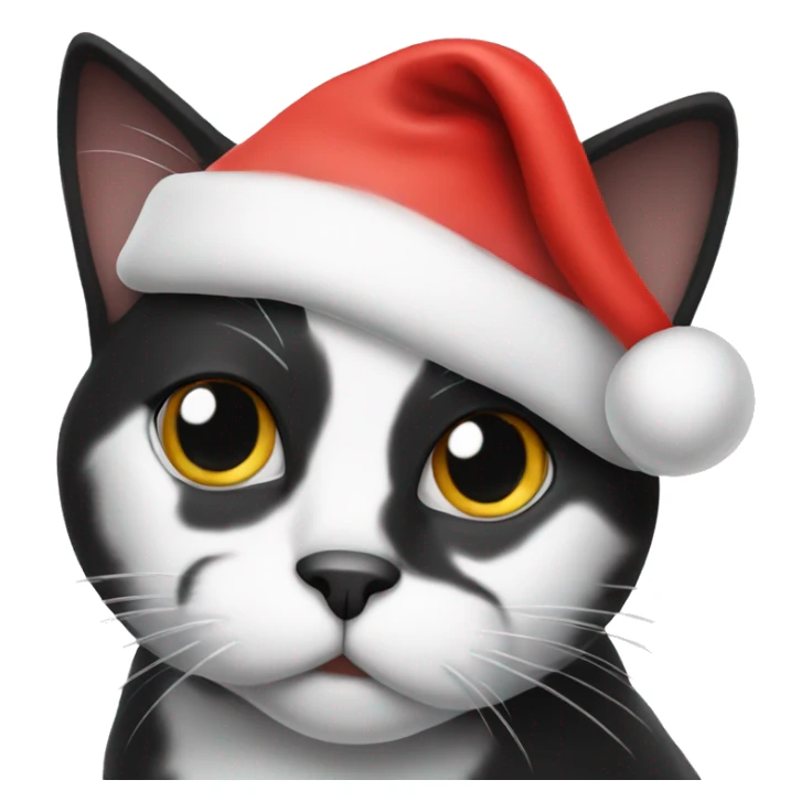 Black and white cat wearing Santa hat sticker