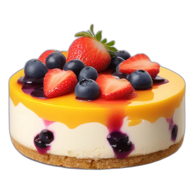 No bake cheesecake topped with 3 jams strawberry , blueberry and mango  sticker