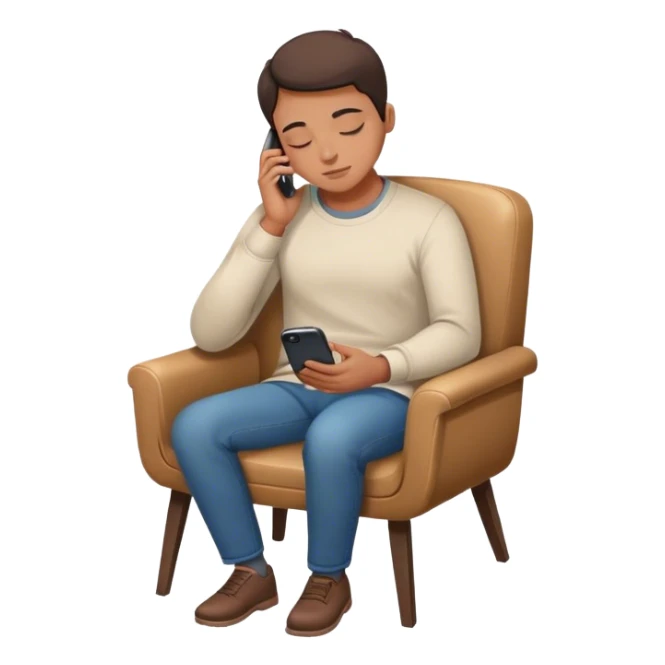 A person sitting in a chair, phone on the table, hands resting on their lap, eyes closed. No distractions, no to-do lists—just a moment of stillness.  sticker