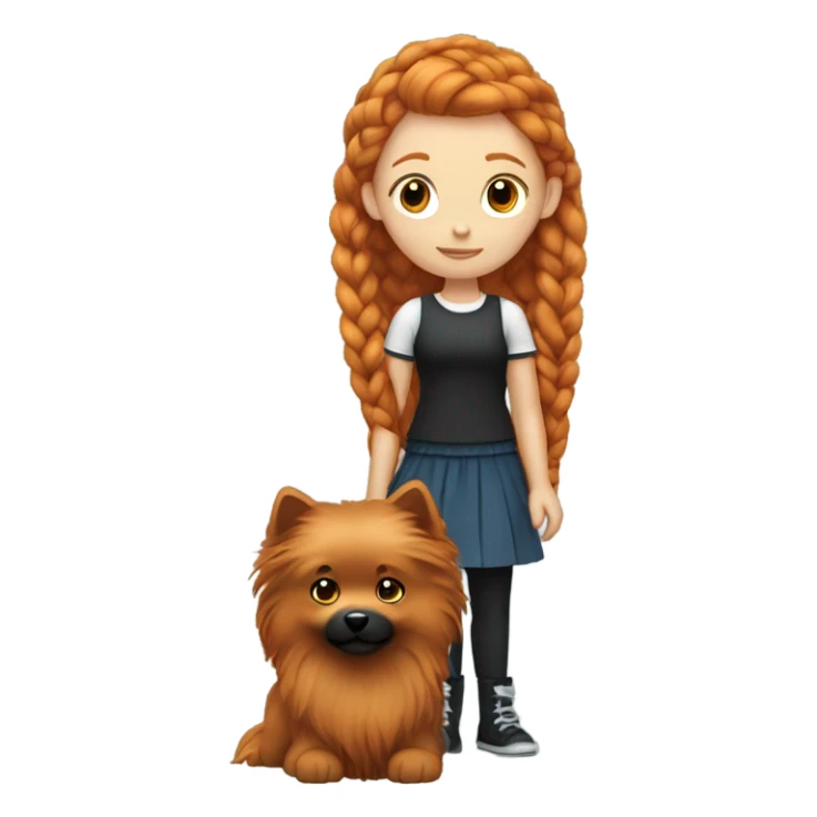 Ginger girl with braided hair and black spitz sticker