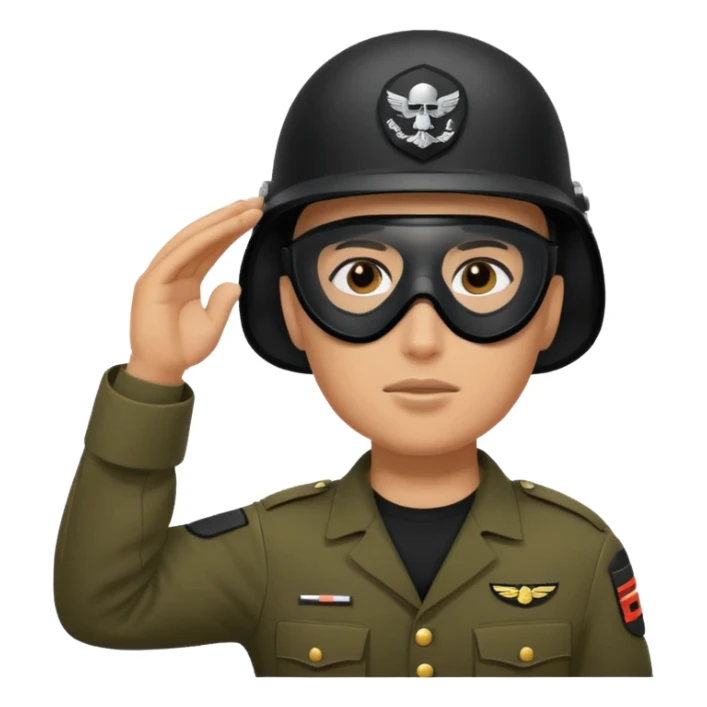 Soldier saluting with helmet + black mask sticker