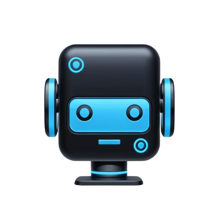 mailing bot logo, minimal style, flat icon, black background, neon blue accents, modern tech aesthetic
 sticker