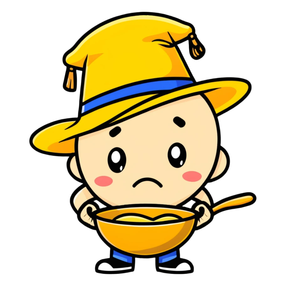 cartoon annoyed face with a gold pan and Californio hat, showing frustration sticker