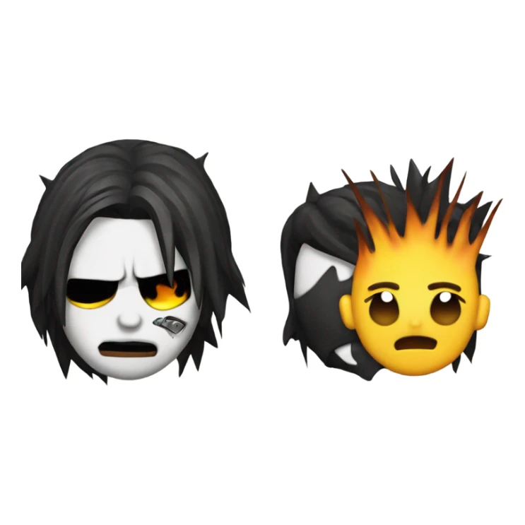punk emoji, hardcore rock face emoji with hands, leather jacket sticker