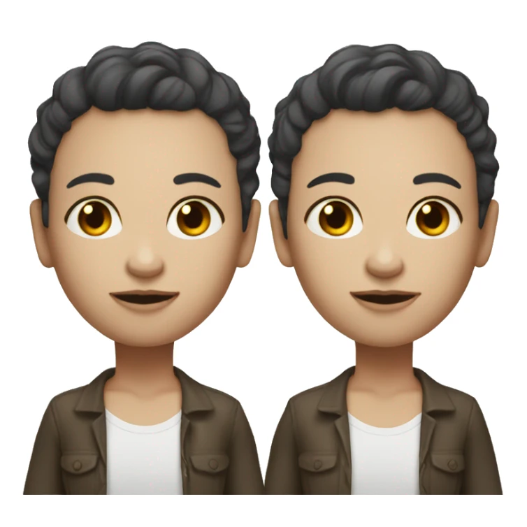 Dark short hair white skin twins  sticker