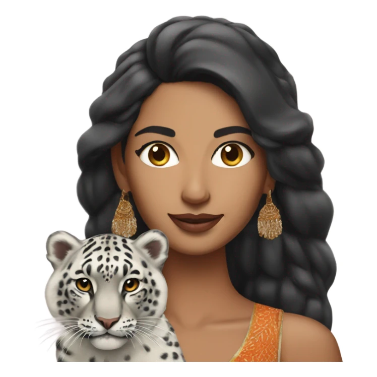 south Asian supermodel with tiger and snow leopard sticker