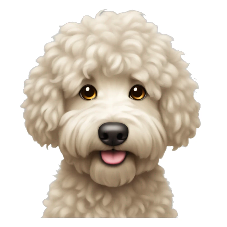 fluffy with slightly curly hair medium size bernadoodle with no brown sticker