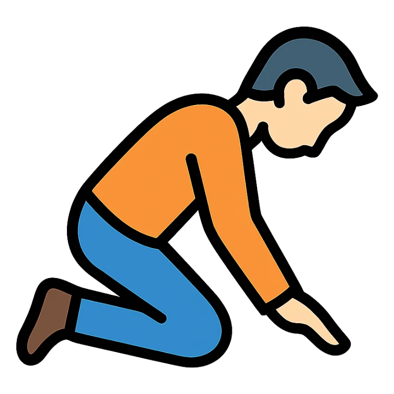side view of a man kneeling and bowing, gesture of respect sticker