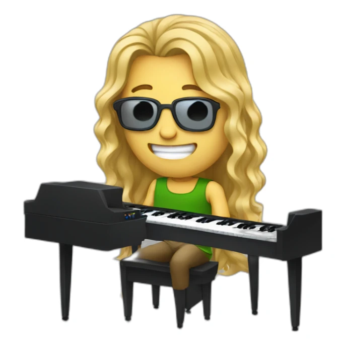 man with long wavy blonde hair PLAYING SYNTHES KEYBOARDS sticker