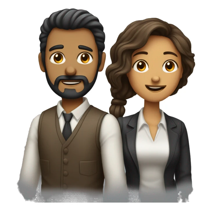 Hombre calvo con barba negra y mujer con cabello largo  sticker