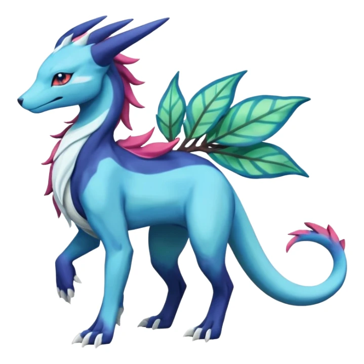 Suicune-Aurorus-Salandit-Glaceon-Meganium-fusion (full body) sticker