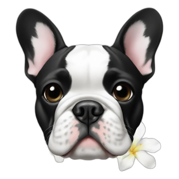 French-bulldog-Black and white flower sticker