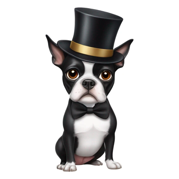 Boston terrier wearing a top hat sticker