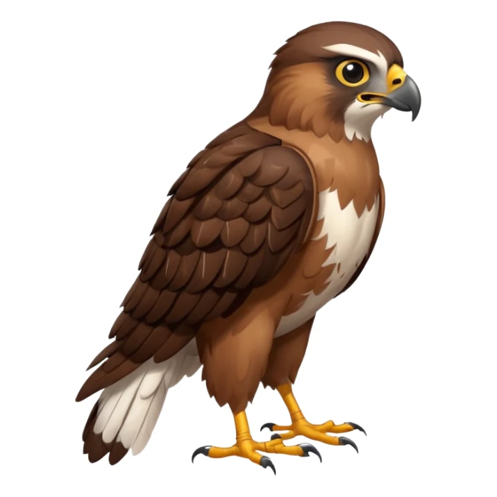 Create a single emoji of a Hawk in full body, shown at a slight side angle in a natural, characteristic pose. Cute and stylized like an emoji, but clearly recognizable.
 sticker