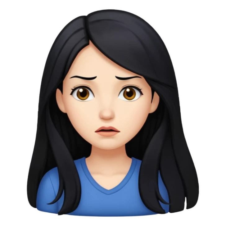A beautiful woman with long, black hair looked puzzled. sticker
