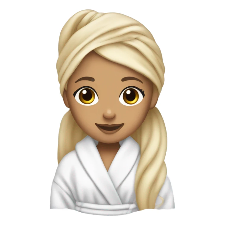blonde ariana grande in bath robe with hair towel sticker