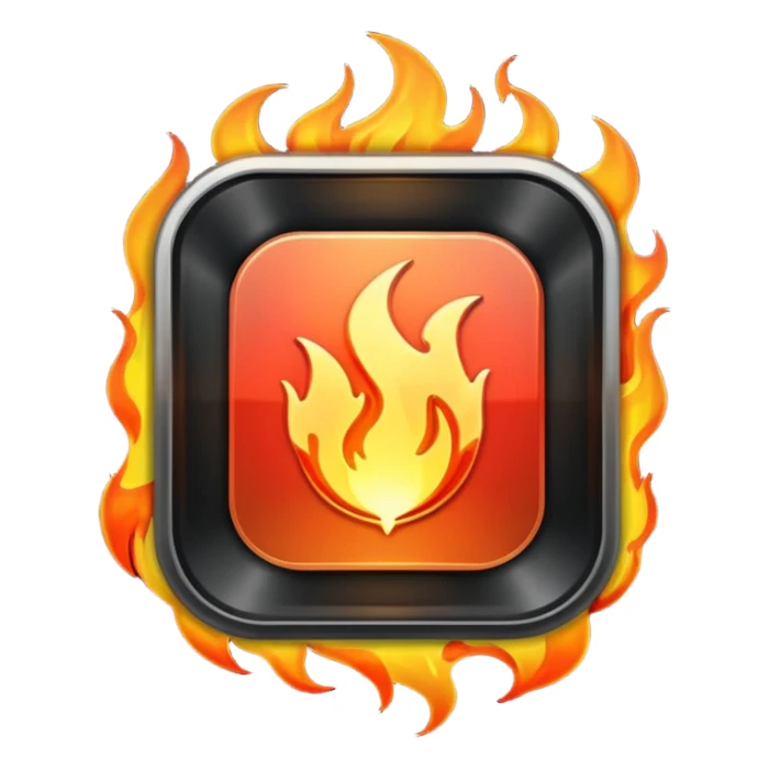 video play button with flames sticker
