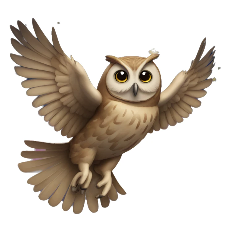 An owl flying against the background of a starry night sky. sticker