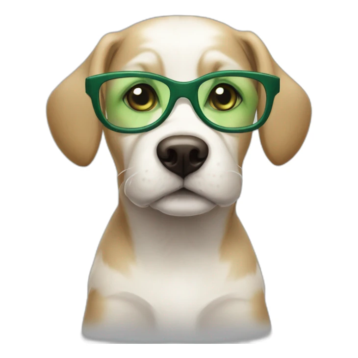 medium-bege-and-white-dog-with-green-eyes-and-glasses-and-green-bow sticker