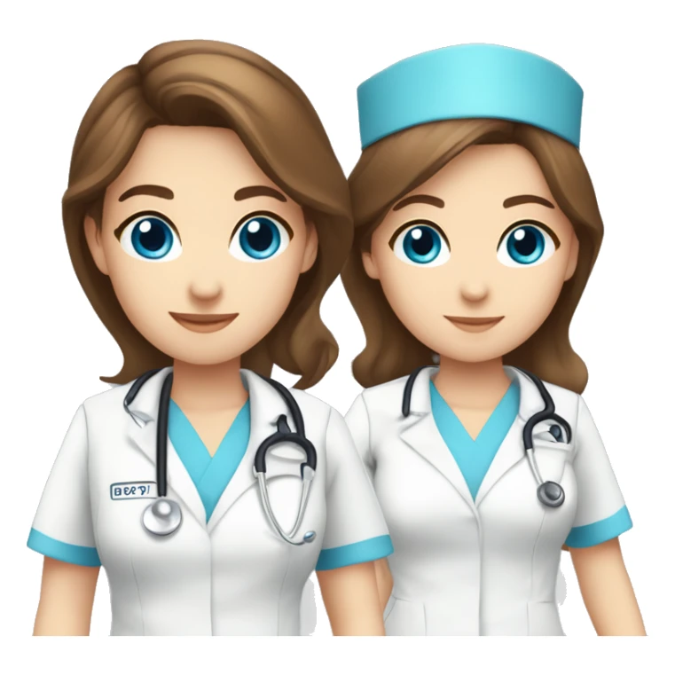 nurse brown hair blue eyes Caucasian stethescope nurse uniform  sticker