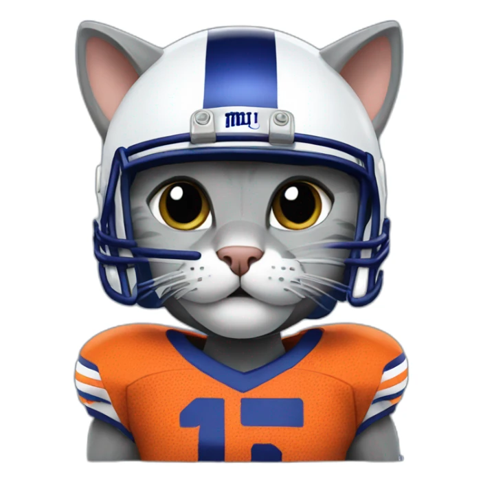 cute grey cat in new york giants helmet sticker