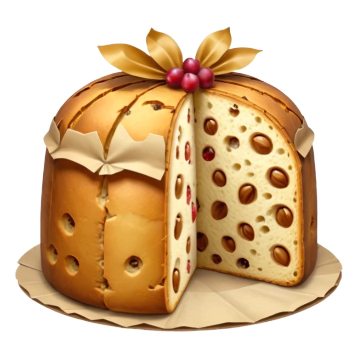 panettone classico, fallo tagliato con una fetta e con la carta a torno sticker