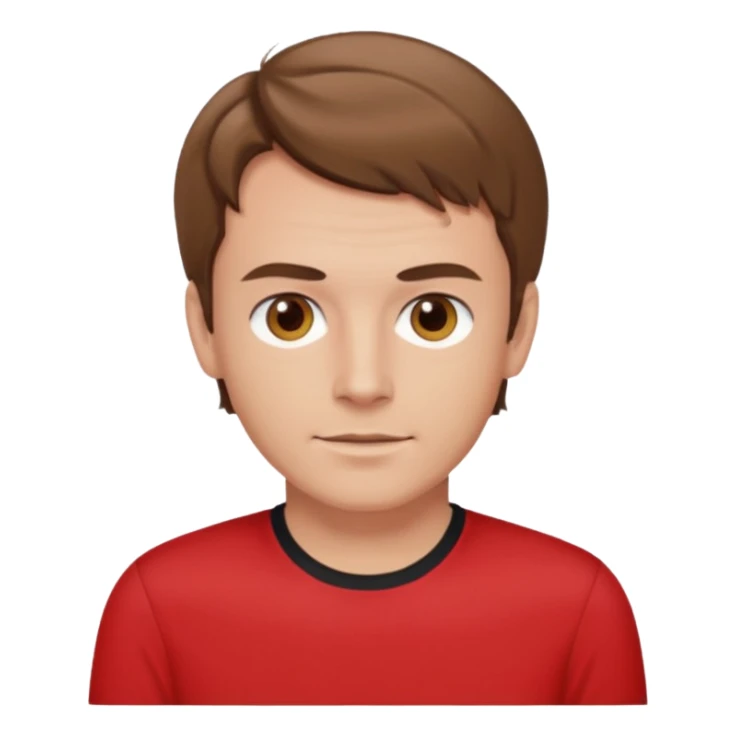 Murray Cook light brown hair, brown eyes, red shirt sticker
