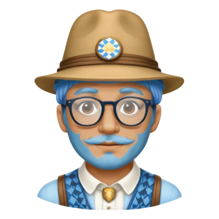 Man with glasses and blue skin wearing bavarian hat sticker