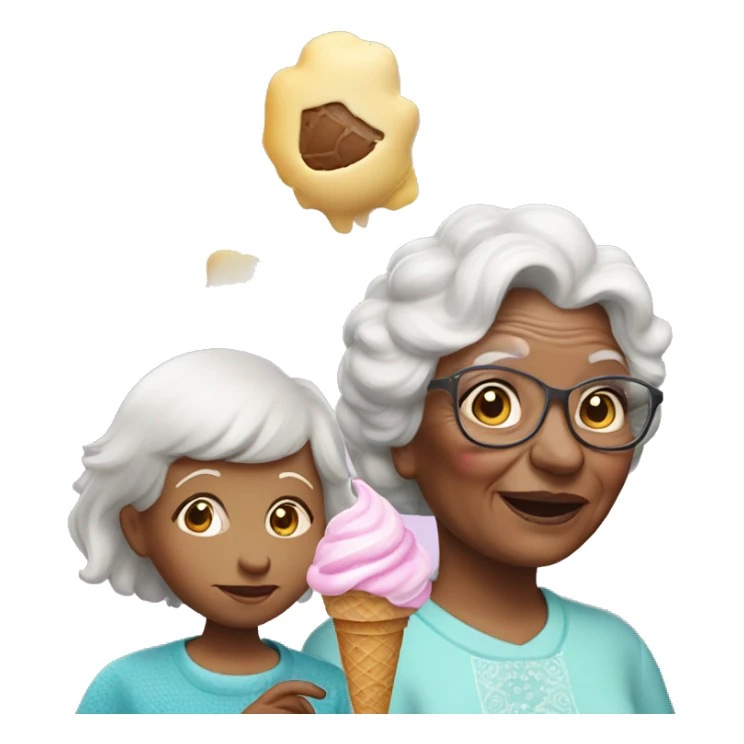 Grandma and grand daughter with unicorn ice cream  sticker