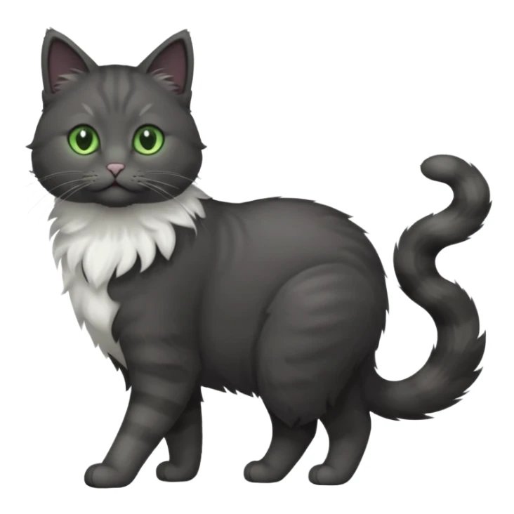 full body gorgeous solid dark grey cat with green eyes, white paws and white whiskers walking sticker
