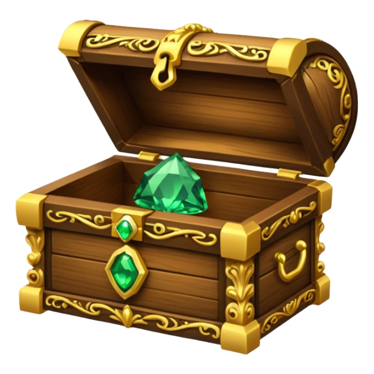 tresure box with motifs with green gem sticker