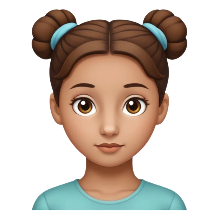Normal skinned, tiny nosed, brown haired girl with sleek buns sticker