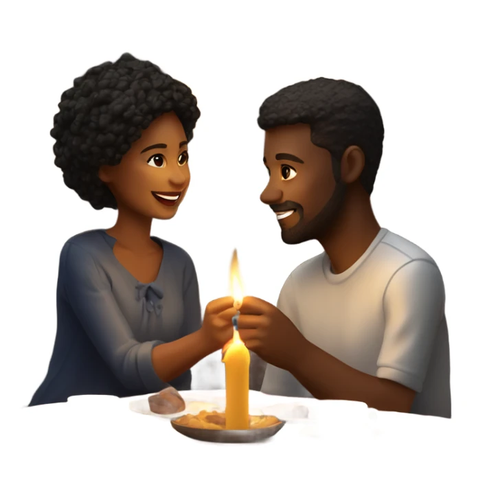 Hyper Realistic Romantic candlelit date, couple in love sticker