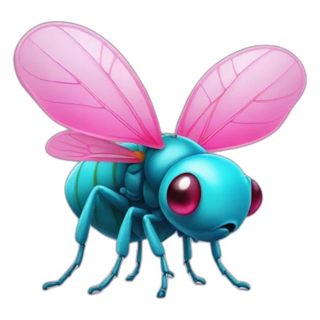 cyan fruit fly holding pink fruits sticker