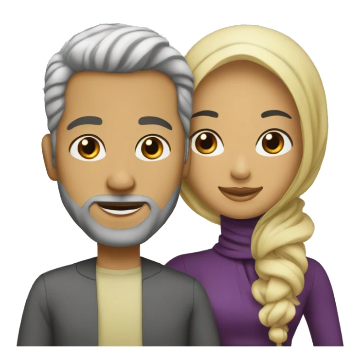 Woman hijab with white husband wavy hair sticker